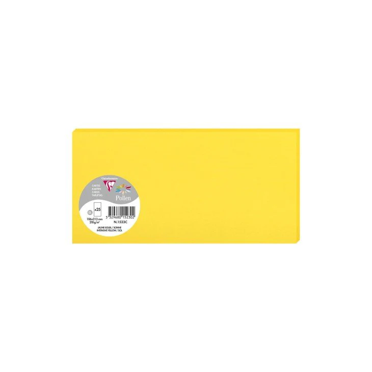 25 cartes CLAIREFONTAINE Pollen - 106 x 213 mm - 210 g/m² - Jaune soleil