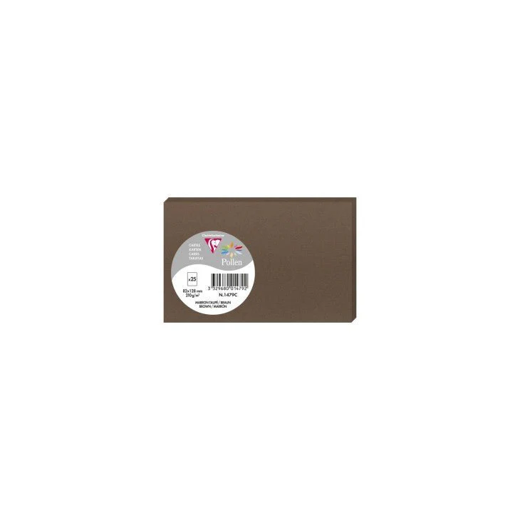 25 cartes CLAIREFONTAINE Pollen - 82 x 128 mm - 210 g/m² - Marron taupé