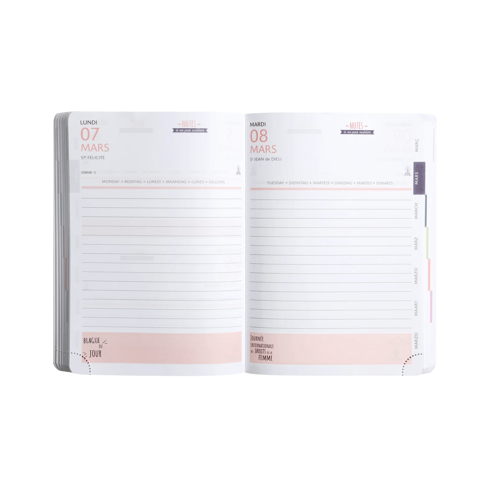 Agenda 2025-2026 CLAIREFONTAINE Forum Color - 12 x 17 cm - 1 jour par page - Orientation horizontale - Koverbook Blush orange – Image 2