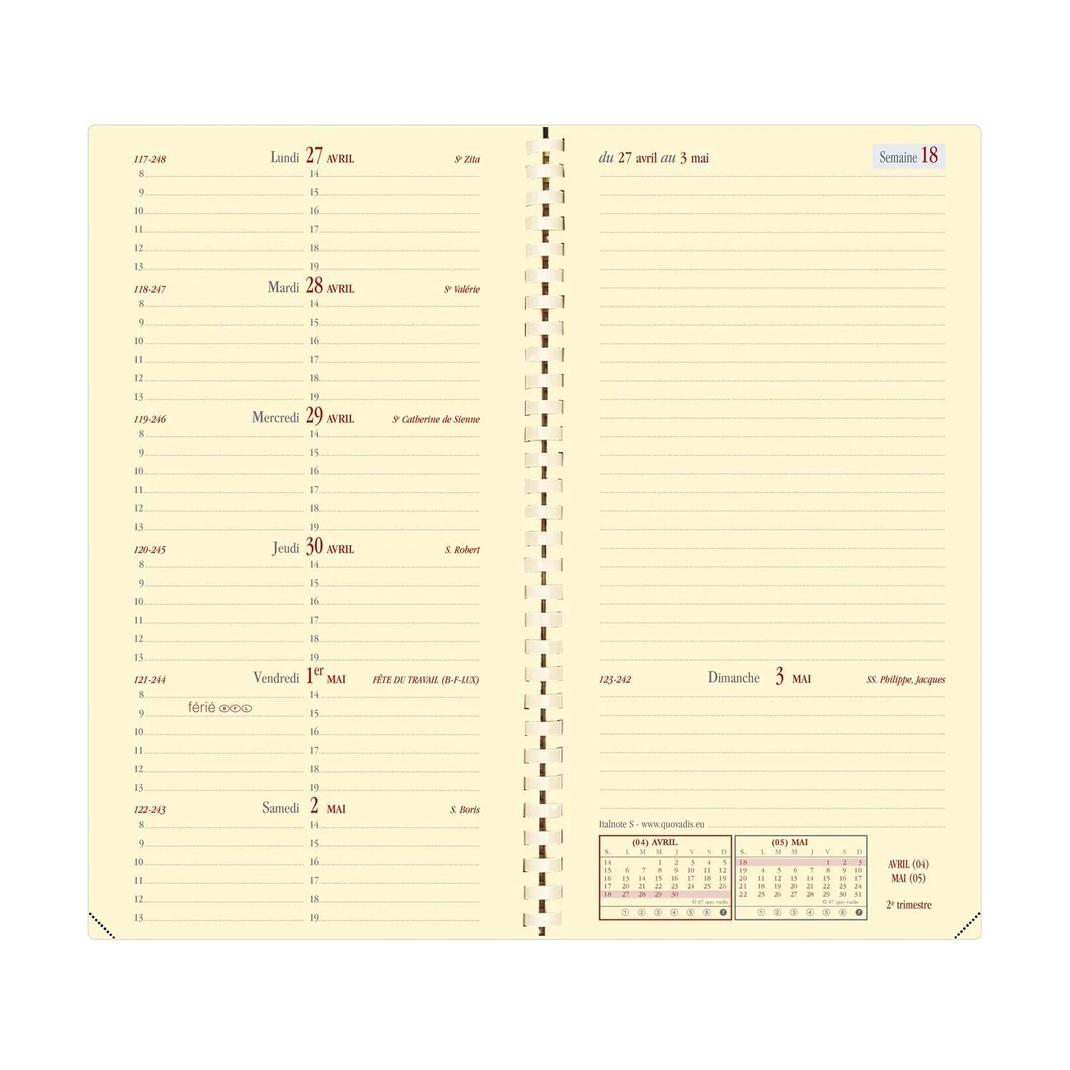 Agenda 2026 QUO VADIS Italnote S - 8,8 x 17 cm - 1 semaine + notes - Orientation horizontale - Soho noir – Image 2