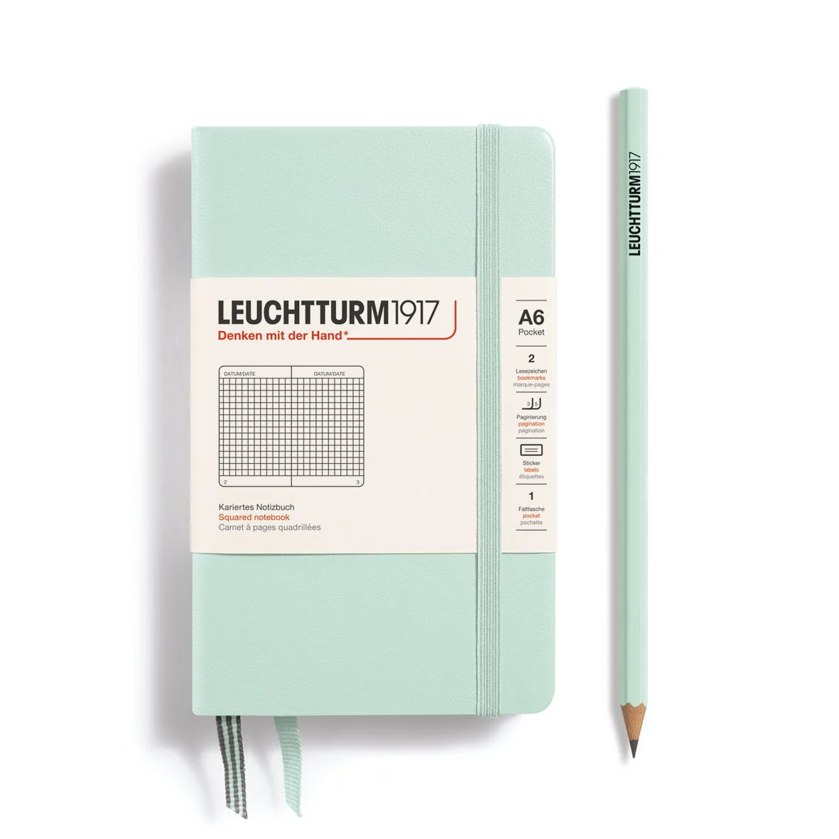 Carnet LEUCHTTURM1917 Classic - A6 - Hardcover - Quadrillé - Mint Green