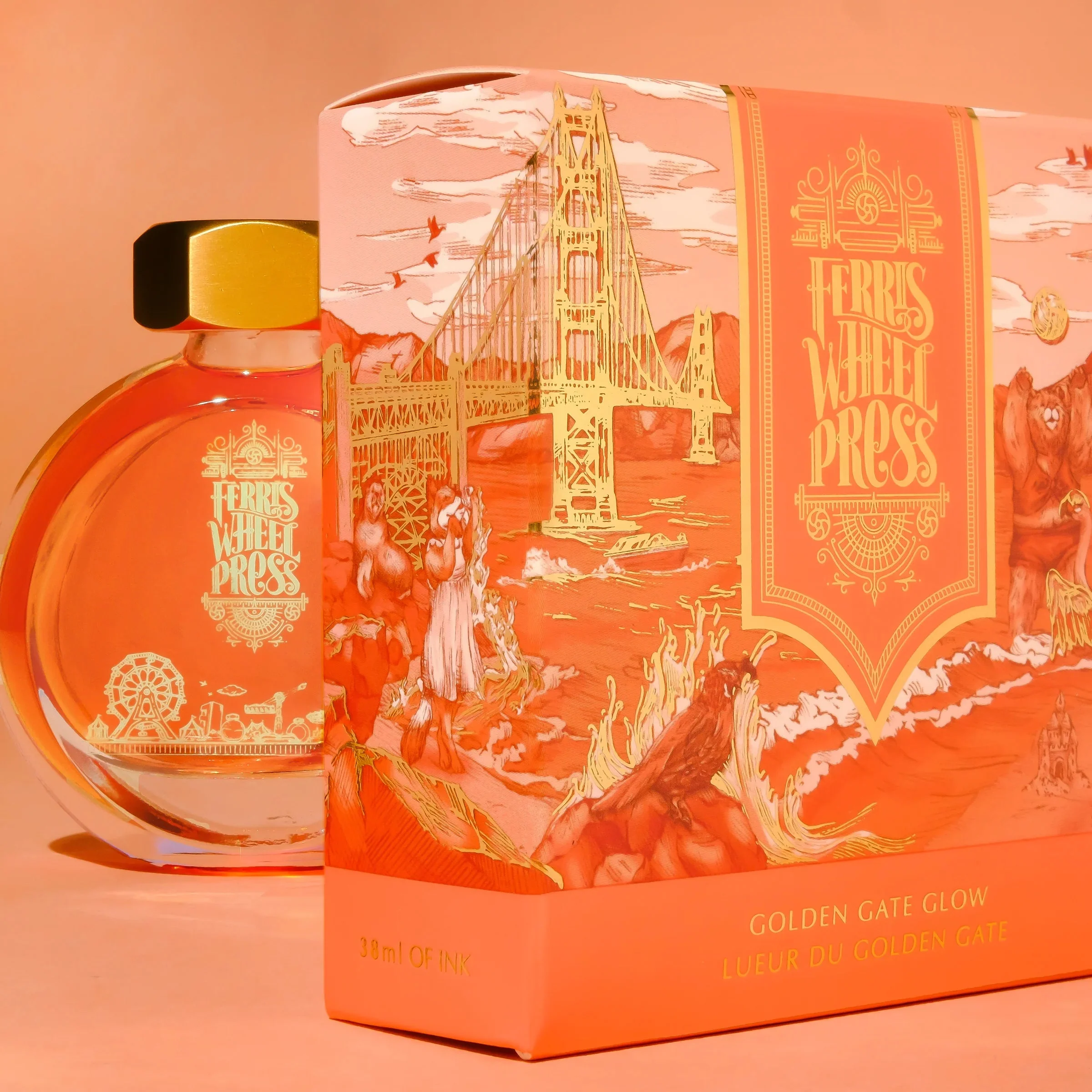 Flacon d'encre FERRIS WHEEL PRESS - Everyday Ink - Golden Gate Glow (38ml) – Image 4