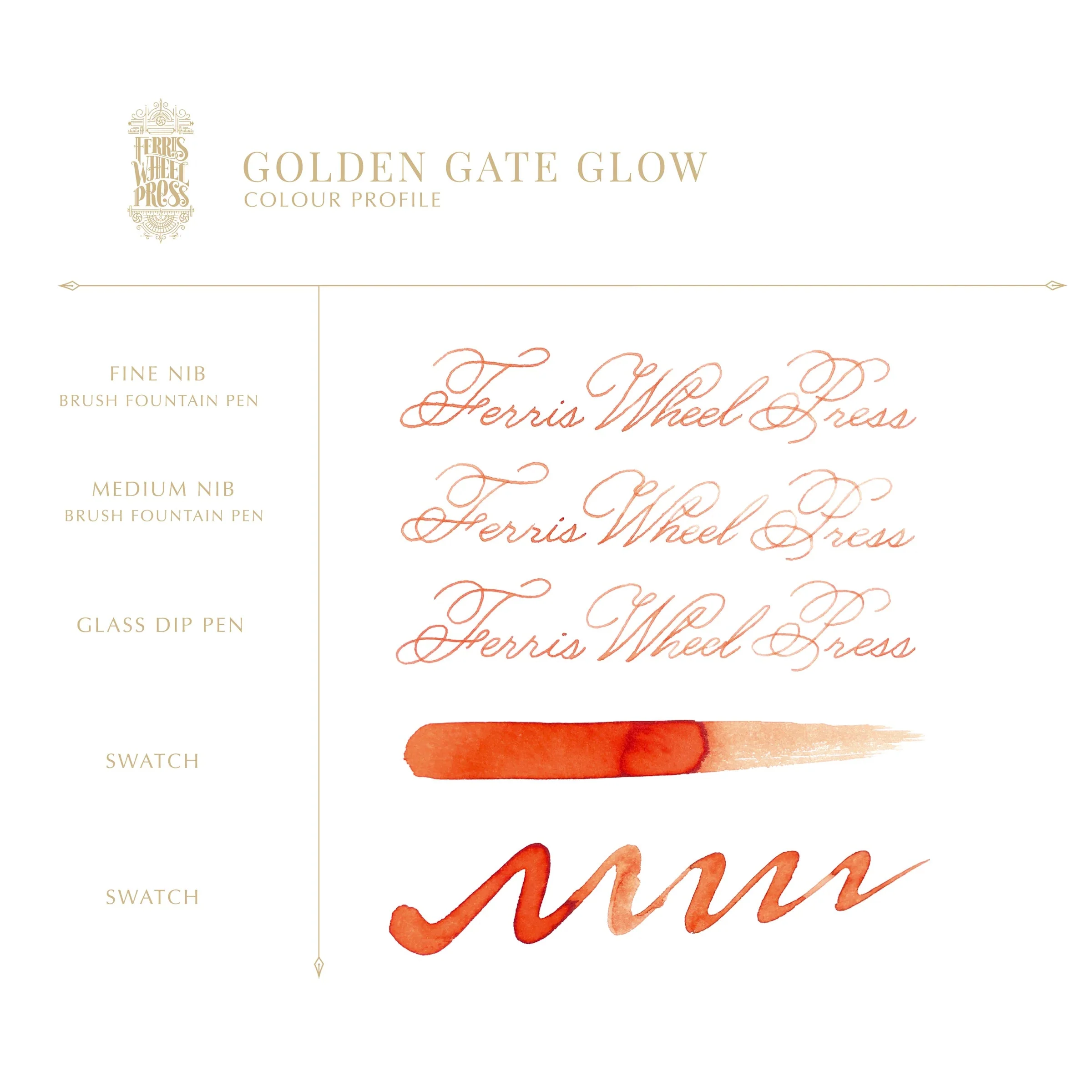 Flacon d'encre FERRIS WHEEL PRESS - Everyday Ink - Golden Gate Glow (38ml) – Image 3