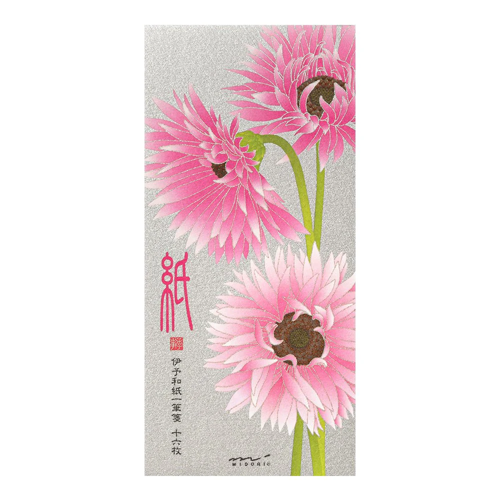 Papier à lettres MIDORI washi - 177 x 84 mm - Gerbera
