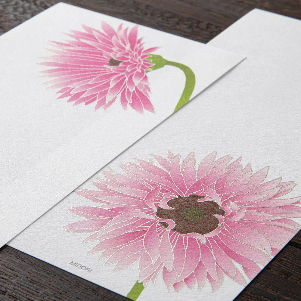 Papier à lettres MIDORI washi - 177 x 84 mm - Gerbera – Image 3