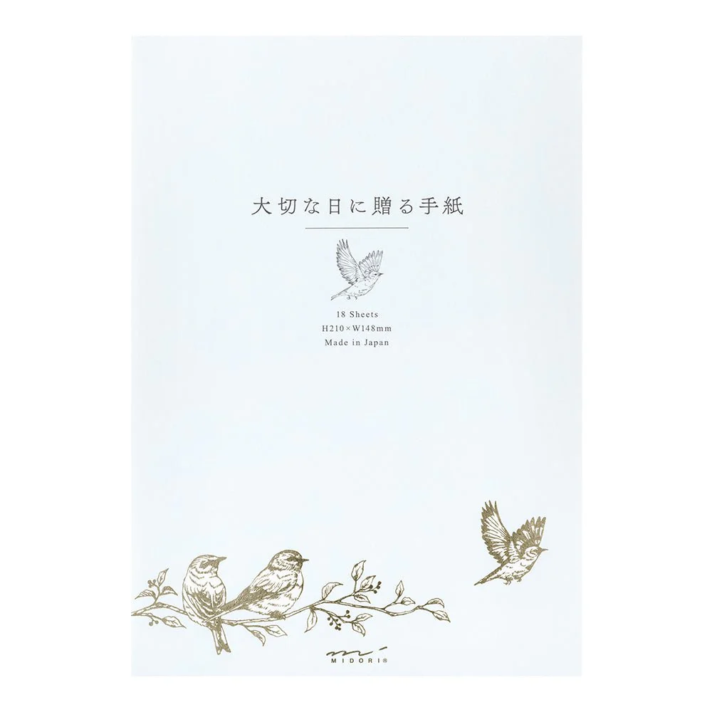 Papier à lettres MIDORI washi - A5 - Oiseaux Précieux